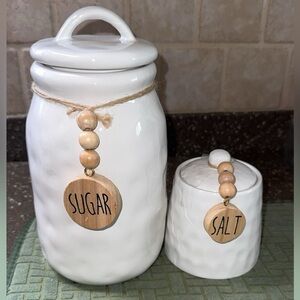 Hobby Lobby White Ceramic Jars with Wooden Tags